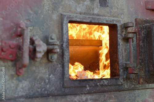 close-up crematory burning