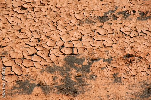 trockener rissiger roter wüstenboden, textur, hintergrund © Manuela
