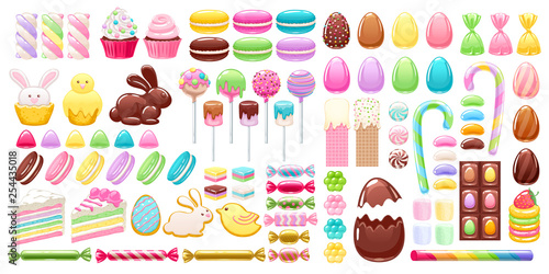 Colorful easter icons set vector illustration.