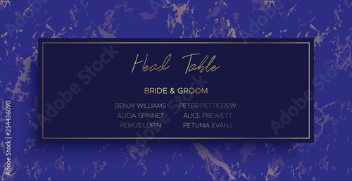 Head Table Bride and groom template. Blue marble