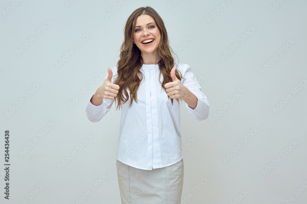 smiling businesswoman doing thumb up. smiling businesswoman doing thumb up.