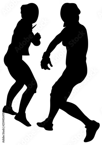 Women in sport fight with knives on white background