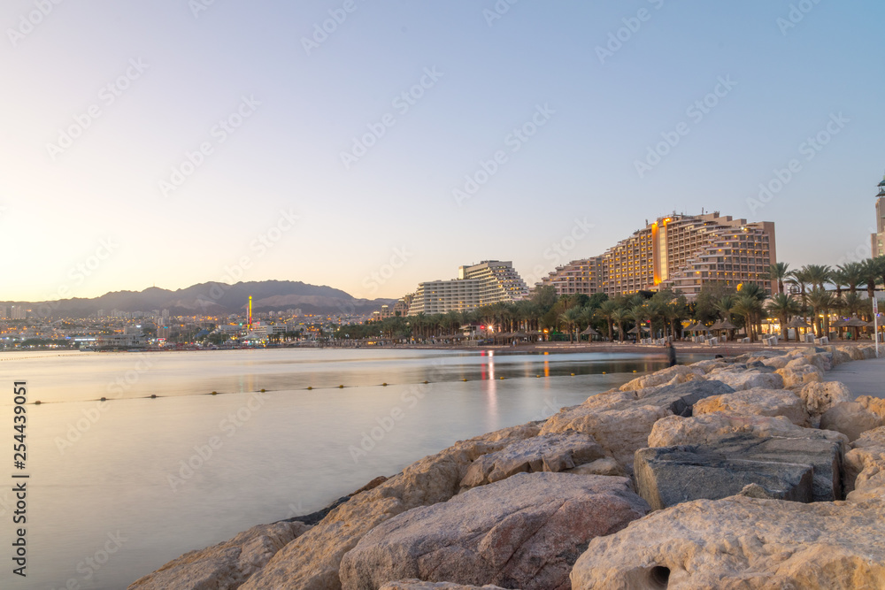 Sunset view of Eilat in Israel.