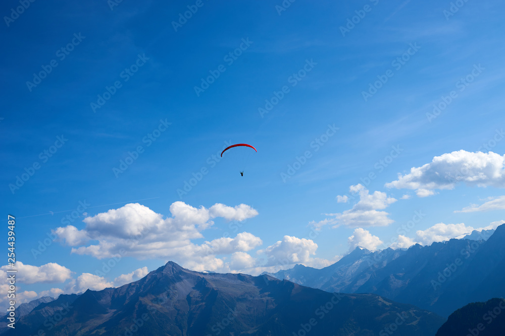 Paraglider in the Alps of Tux in Austria / On the Mountain Paraglider in the Alps of Tux in Austria / On the Mountain