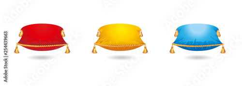 Red ceremonial pillow, monarchy attribute vector Illustration on a white background