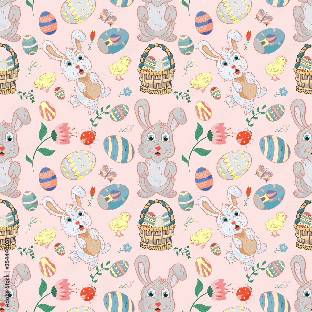 seamless illustration of_5_a pattern in childrens style on the theme of Easter celebration, for the design and decoration of backgrounds seamless illustration of_5_a pattern in childrens style on the theme of Easter celebration, for the design and decoration of backgrounds