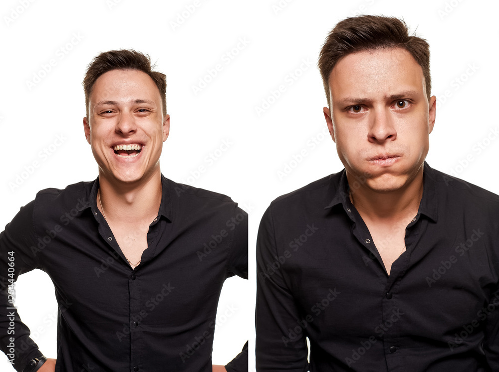 Stylish young man posing and looking at the camera, isolated on a white background Stylish young man posing and looking at the camera, isolated on a white background