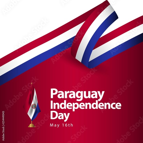 Paraguay Independence Day Flag Vector Template Design Illustration