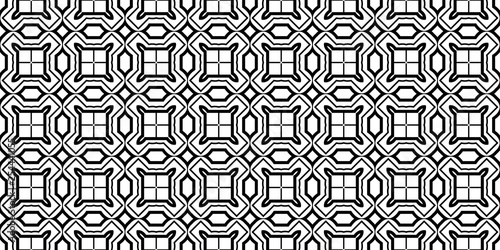 Decorative Traditional Geometric Ornament. Seamless Pattern. Vector Illustration. Tribal Ethnic Arabic, Indian, Motif. For Interior Design, Wallpaper. Black white color