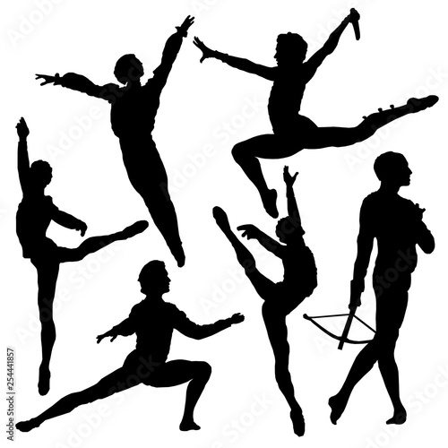 Ballet men black silhouettes 3