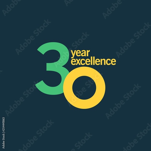 30 Year of Excellence Vector Template Design Illustration