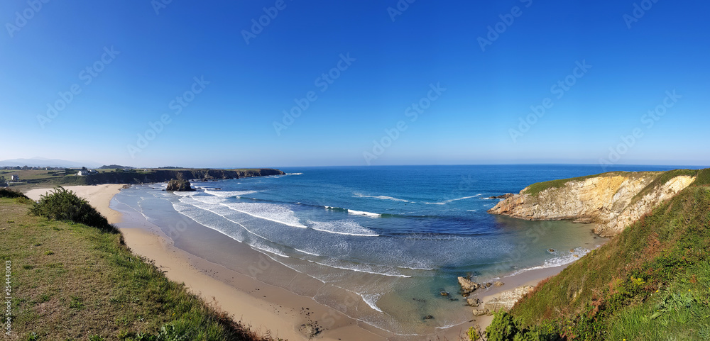 Panoramic view of the beach of Penarronda in Asturias - Spain Panoramic view of the beach of Penarronda in Asturias - Spain