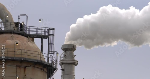 Steam or smoke coming out of oil refinery
