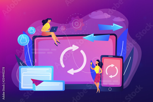 Cross-device syncing concept vector illustration.