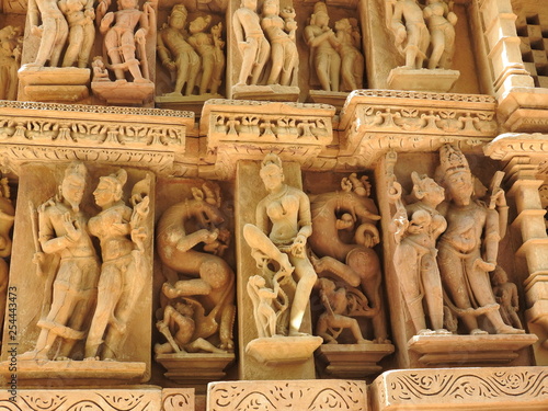 Jain temples of love and sex themes in Khajuraho. Eastern group of Khajuraho temples, Madhya Pradesh, India, UNESCO heritage