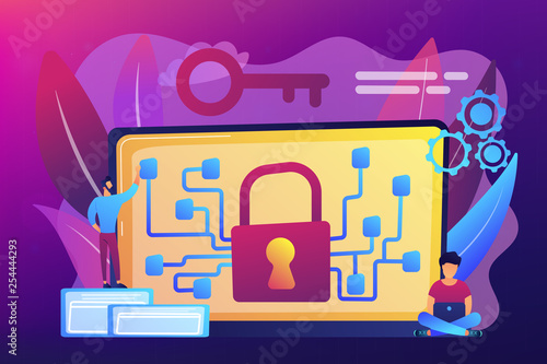 Cryptography and encryption concept vector illustration.