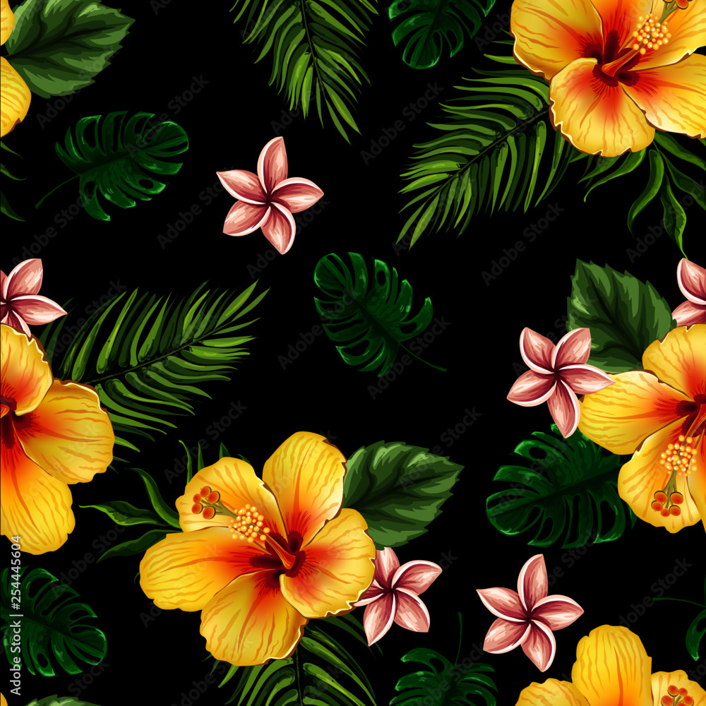 seamless flower with leaves pattern design 