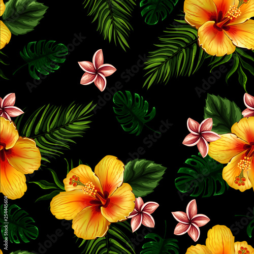 seamless flower with leaves pattern design © DNZ CreativeDesign