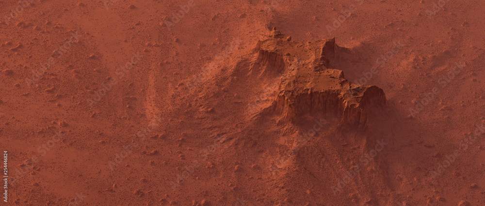 Rough rocky mars landscape from above.