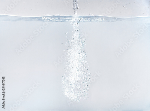 Flowing water with air bubbles