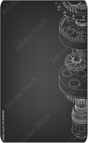 Crankshaft from aircraft engine on a gray