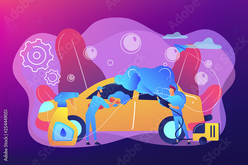 Car wash service concept vector illustration.