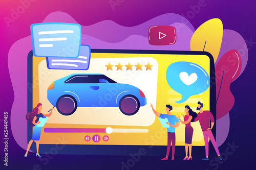 Car review video concept vector illustration.
