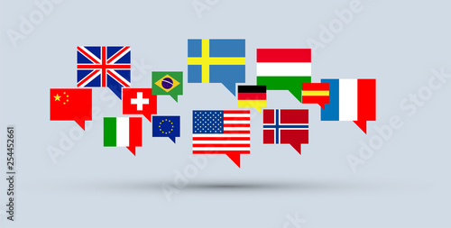 mondo, bandiere, europa, lingue	