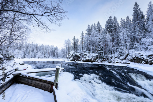 The river in winter season at Oulanka National Park, Finland.