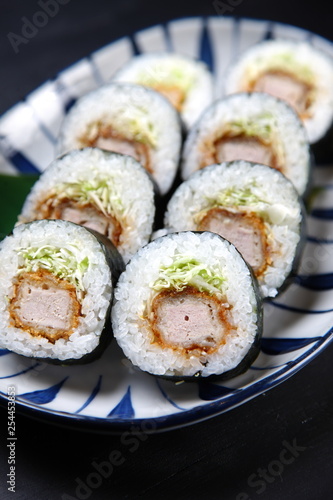 Pork cutlet sushi rolls