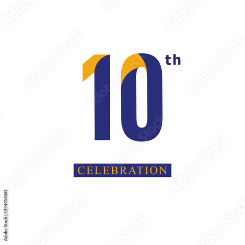10 th Anniversary Celebration Orange Blue Vector Template Design Illustration