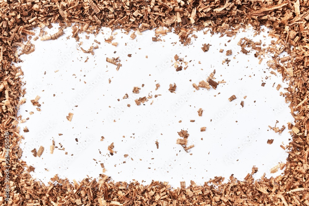 wood saw dust on white background wood saw dust on white background