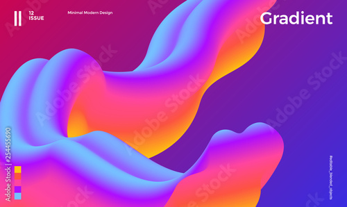 Trendy abstract design template with 3d flow shapes. Dynamic gradient composition. Applicable for landing pages, covers, brochures, flyers, presentations, banners. Vector illustration. Eps10