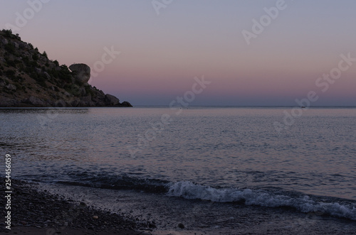 Beautiful sunset on the sea, Vesele bay in the Sudak Municipality of the Crimea