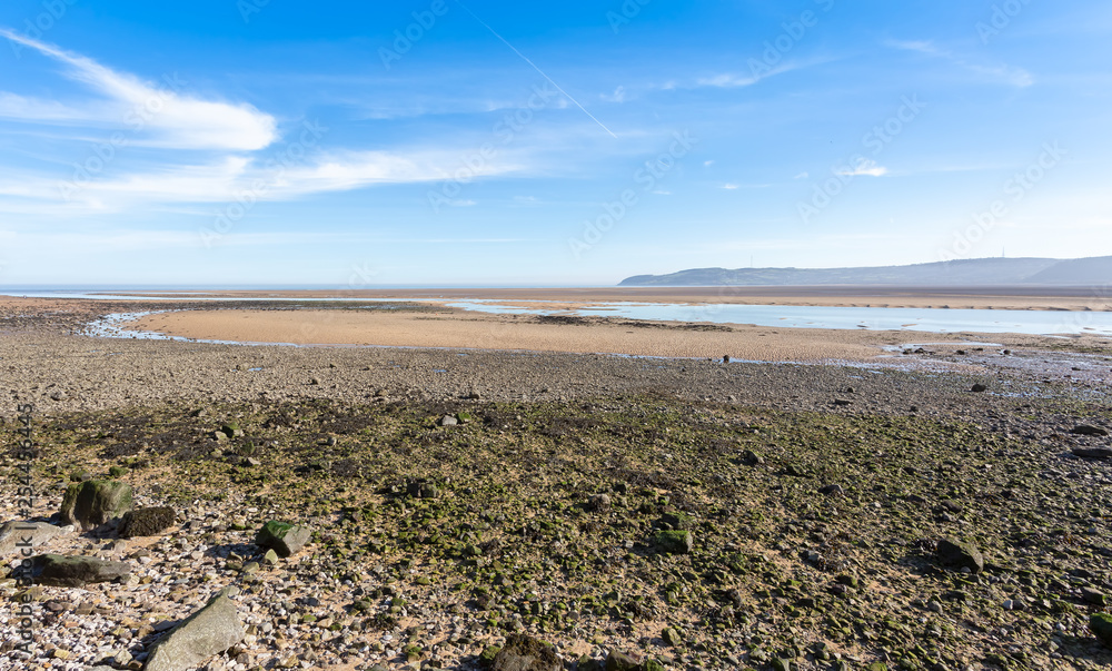 Low tide at Red Wharf bay in Anglesey, North Wales, UK