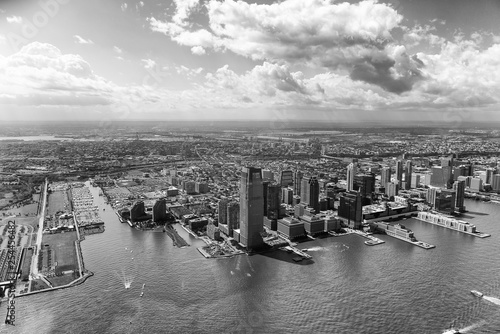 Jersey City amazing aerial skyline on a sunny summer day