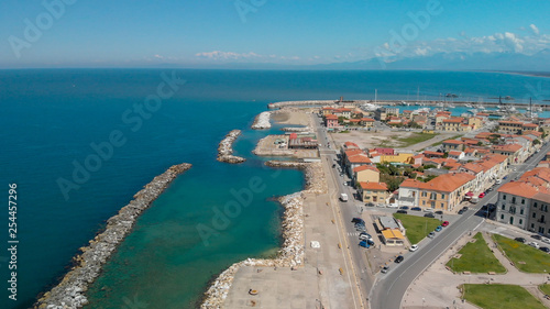 Aerial view of beautiful beach in summertime