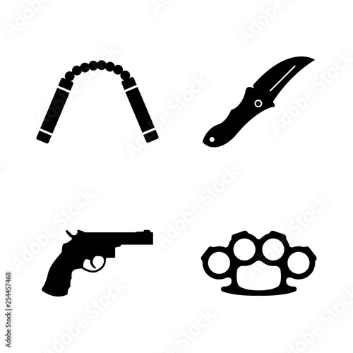 Steel Arms, Firearms, Weapon. Simple Related Vector Icons