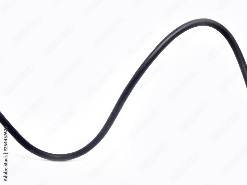 black wire cable on isolated white background black wire cable on isolated white background