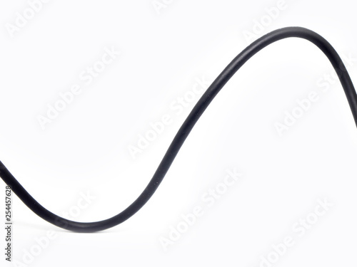 black wire cable on isolated white background