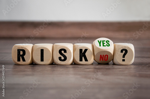 Cubes dice with arrows up and down and risk  © Stockwerk-Fotodesign