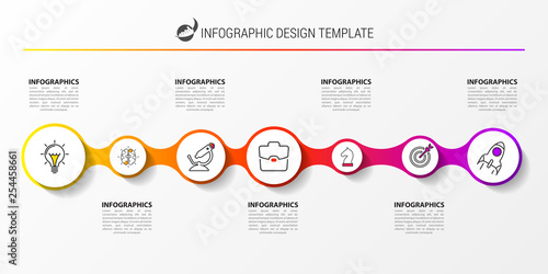 Infographic design template. Timeline concept with 7 steps