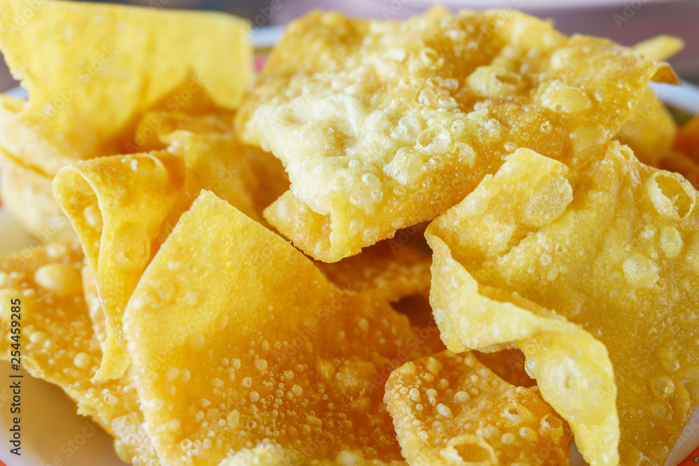 Deep Fried Wonton chinese food close up Deep Fried Wonton chinese food close up