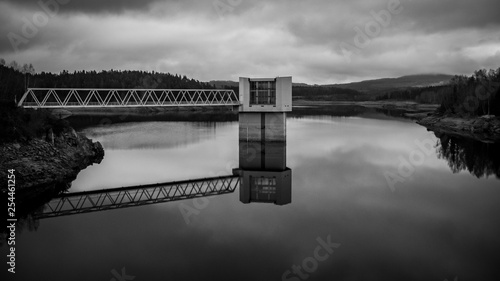 Dramatic black and white dam