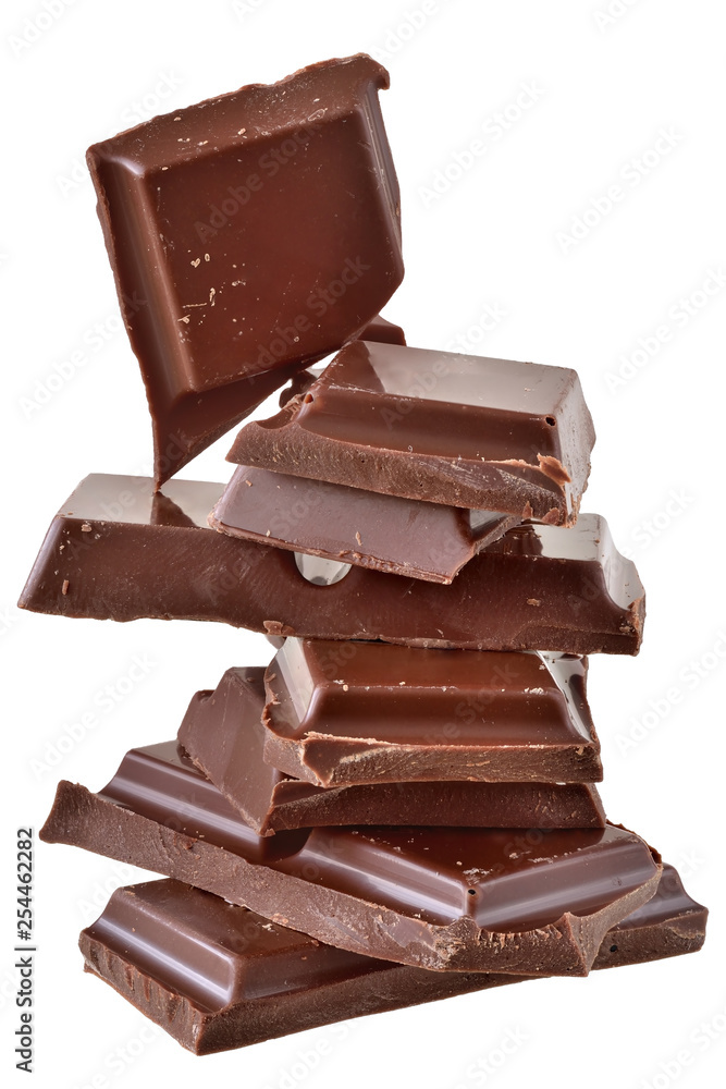 Cubes of chocolate tower isolated