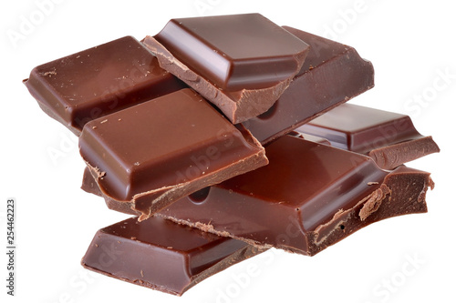 Cubes of chocolate isolated