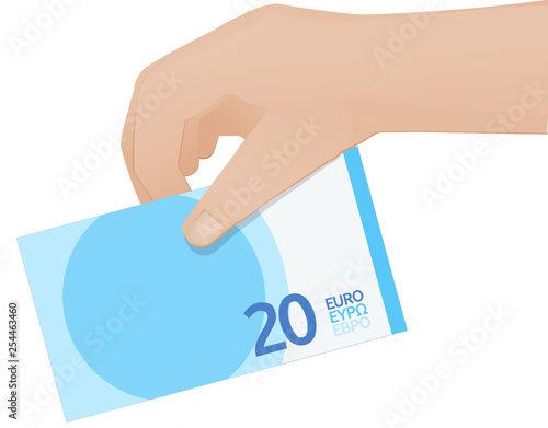 Billet de 20 euros à la main