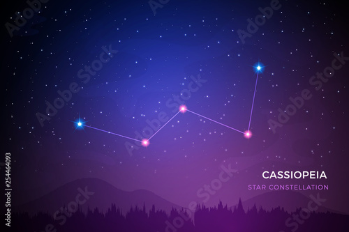 Cassiopeia star constellation on the beautiful night sky vector illustration photo