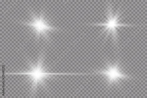 White glowing light explodes on a transparent background. with ray. Transparent shining sun, bright flash. The center of a bright flash.
