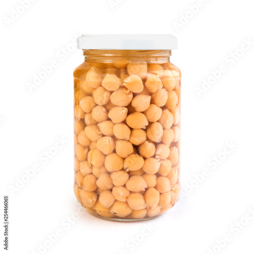 A jar of chickpeas isolated